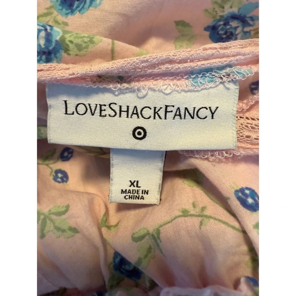 LoveShackFancy Pink Floral Ruffle Tiered‎ Dress XL cottage boho fairy Esme flowy